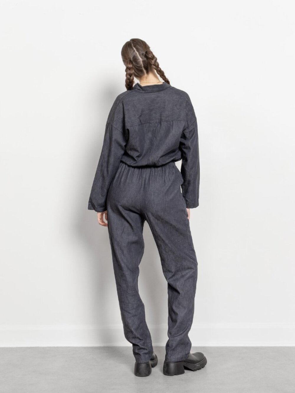 DENIM PANTSUIT JUMPSUIT Vintage Jean Romper / Medium Large - Picture 11 of 11